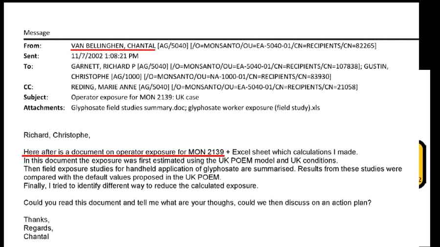 Document on Operator exposure for MON2139